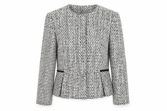 Marks & Spencer Women White Mix Bouclé Blazer UK 6 Lined Tailored