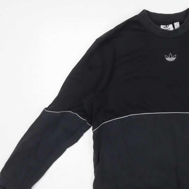 Adidas Originals Men's Black L Pullover Crew Neck Logo Sweatshirt