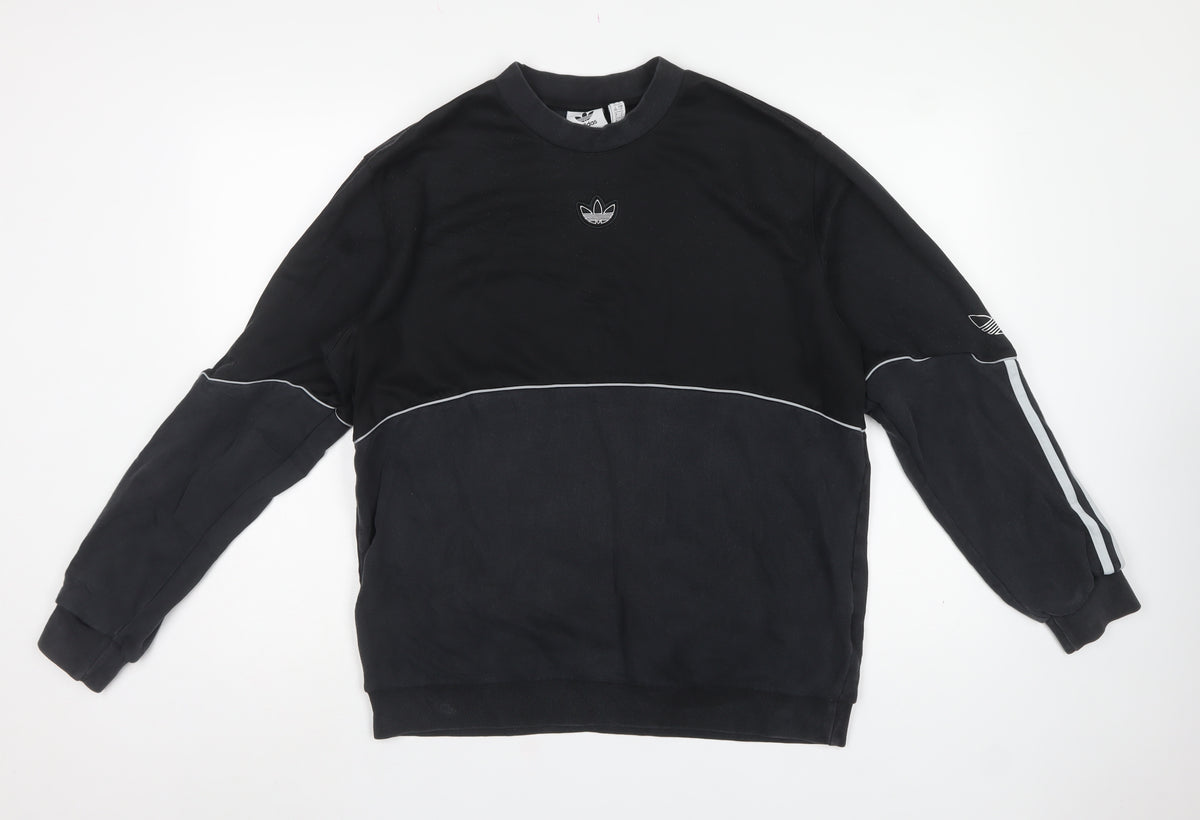 Adidas Originals Men's Black L Pullover Crew Neck Logo Sweatshirt