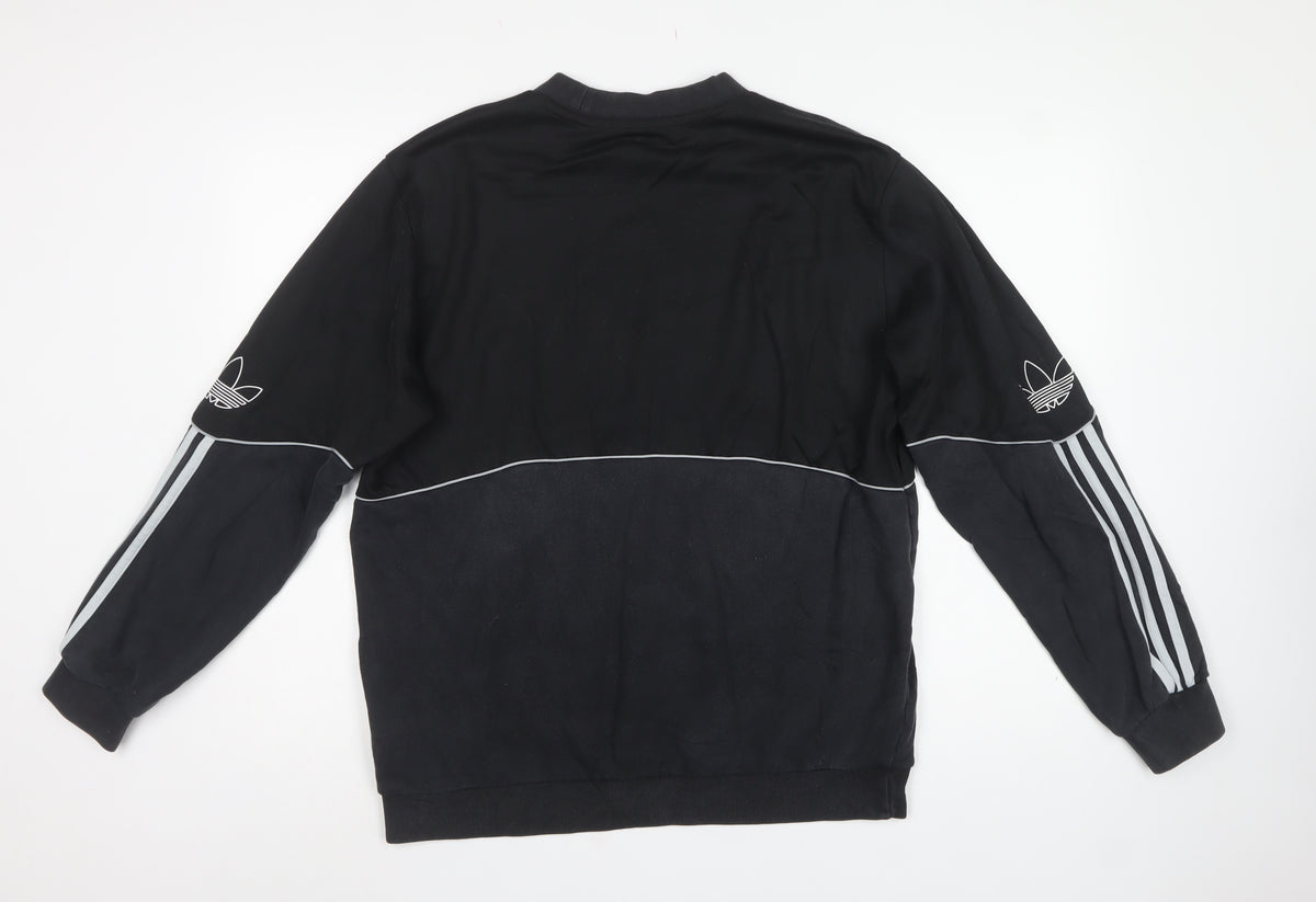 Adidas Originals Men's Black L Pullover Crew Neck Logo Sweatshirt