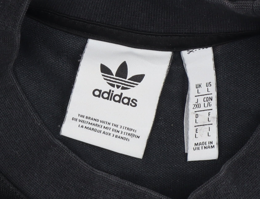 Adidas Originals Men's Black L Pullover Crew Neck Logo Sweatshirt