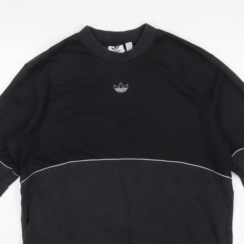 Adidas Originals Men's Black L Pullover Crew Neck Logo Sweatshirt