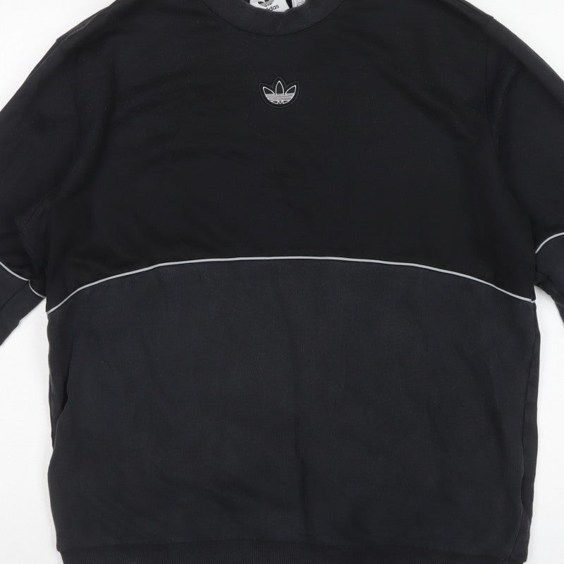 Adidas Originals Men's Black L Pullover Crew Neck Logo Sweatshirt