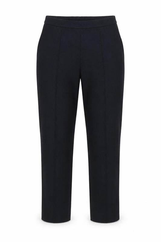 M&S Women Blue UK 8 Short Straight Leg Elastic Waist Trousers