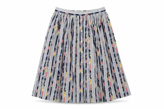 Jaeger Women’s Multicoloured UK 14 Vintage Striped Floral A-Line Skirt
