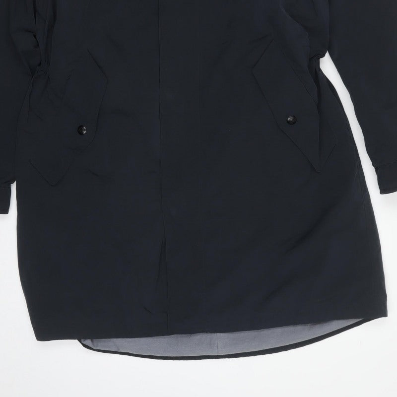 Massimo Dutti Men’s Blue Long Hooded Parka Coat Size L Polyamide