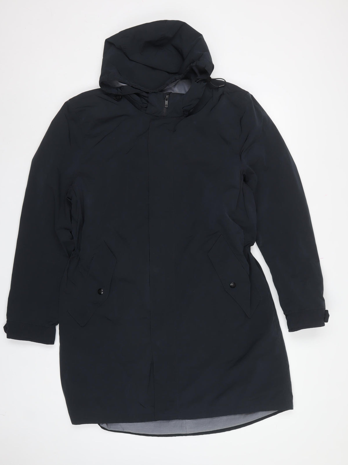 Massimo Dutti Men’s Blue Long Hooded Parka Coat Size L Polyamide