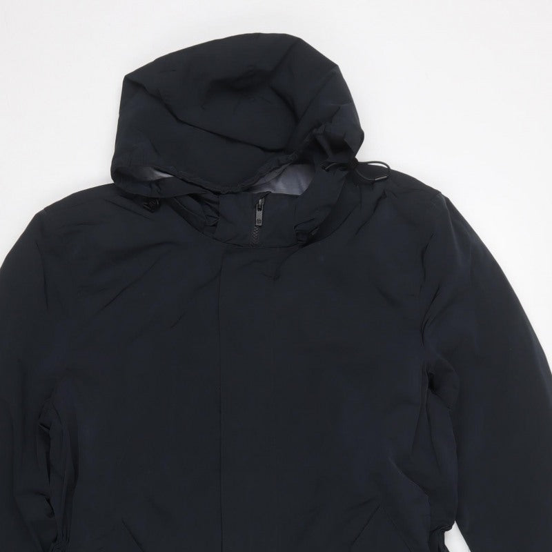 Massimo Dutti Men’s Blue Long Hooded Parka Coat Size L Polyamide