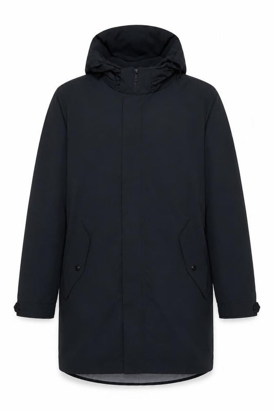 Massimo Dutti Men’s Blue Long Hooded Parka Coat Size L Polyamide