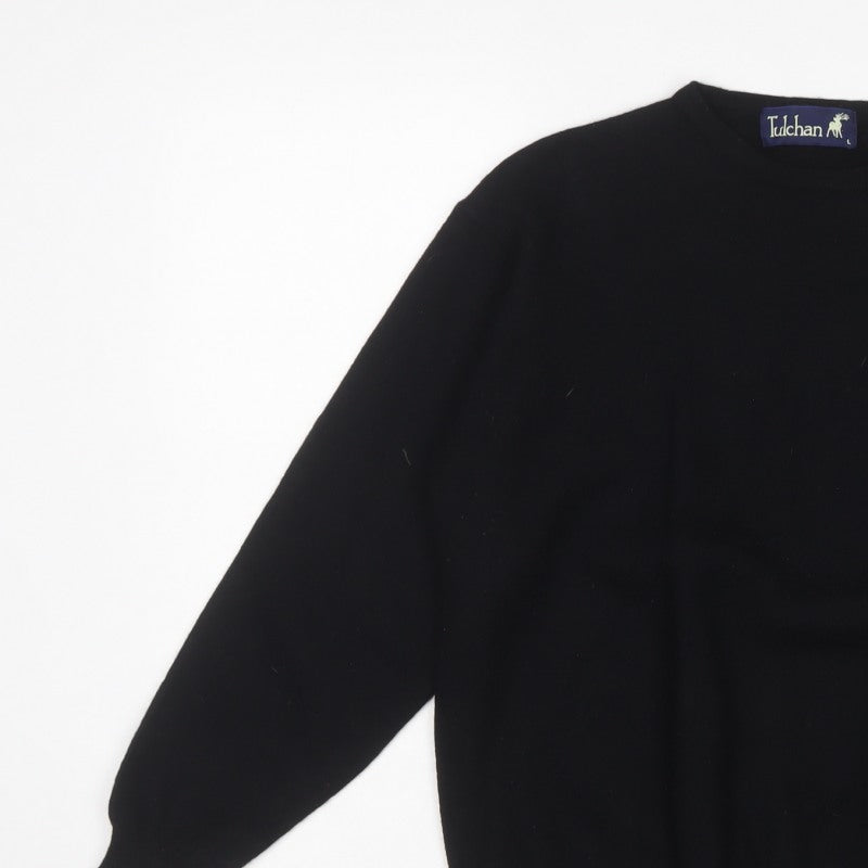 Tulchan Women Black Wool L Vintage 1997 Crew Neck Pullover Jumper