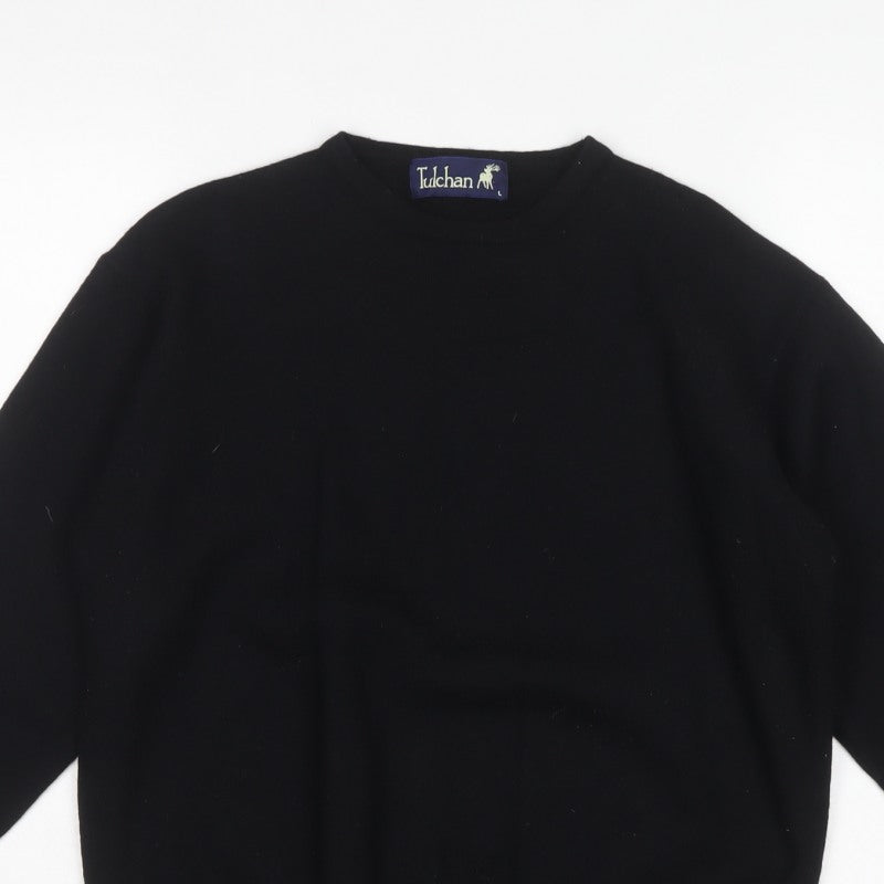 Tulchan Women Black Wool L Vintage 1997 Crew Neck Pullover Jumper