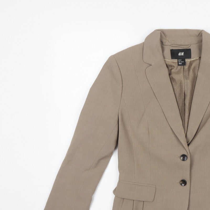 H&M Women’s Beige UK 10 Tailored 2 Button Lined Blazer Jacket