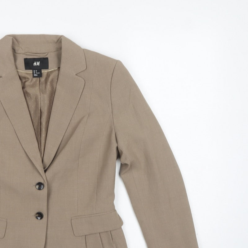H&M Women’s Beige UK 10 Tailored 2 Button Lined Blazer Jacket