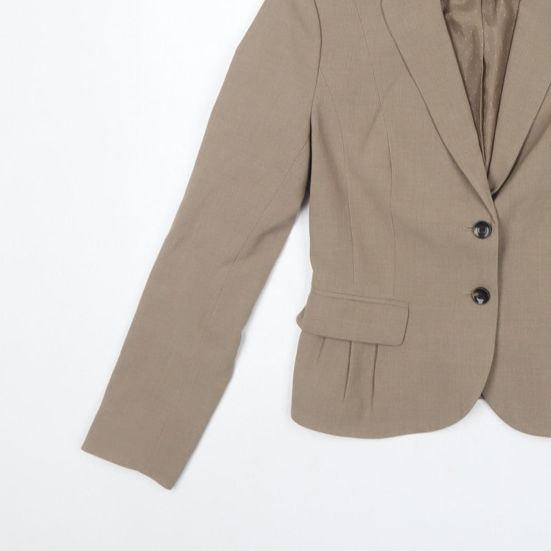 H&M Women’s Beige UK 10 Tailored 2 Button Lined Blazer Jacket