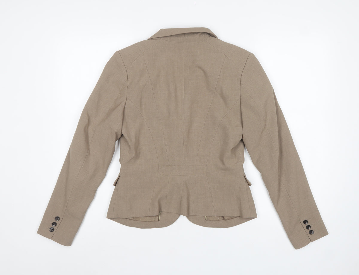 H&M Women’s Beige UK 10 Tailored 2 Button Lined Blazer Jacket
