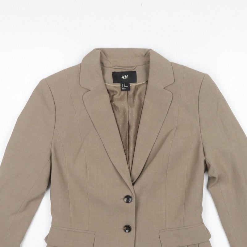 H&M Women’s Beige UK 10 Tailored 2 Button Lined Blazer Jacket