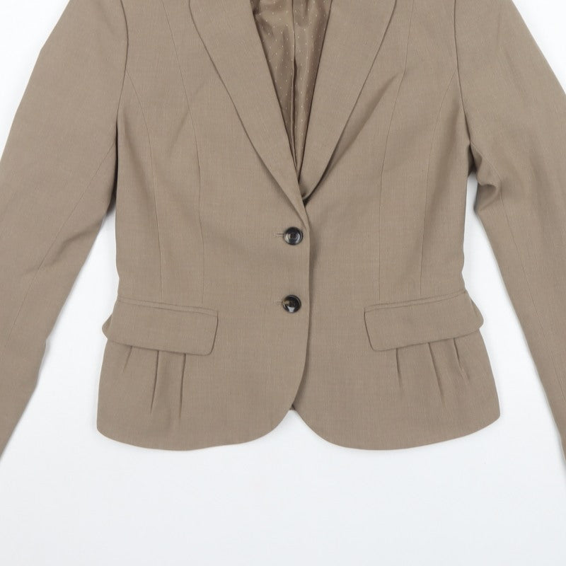 H&M Women’s Beige UK 10 Tailored 2 Button Lined Blazer Jacket