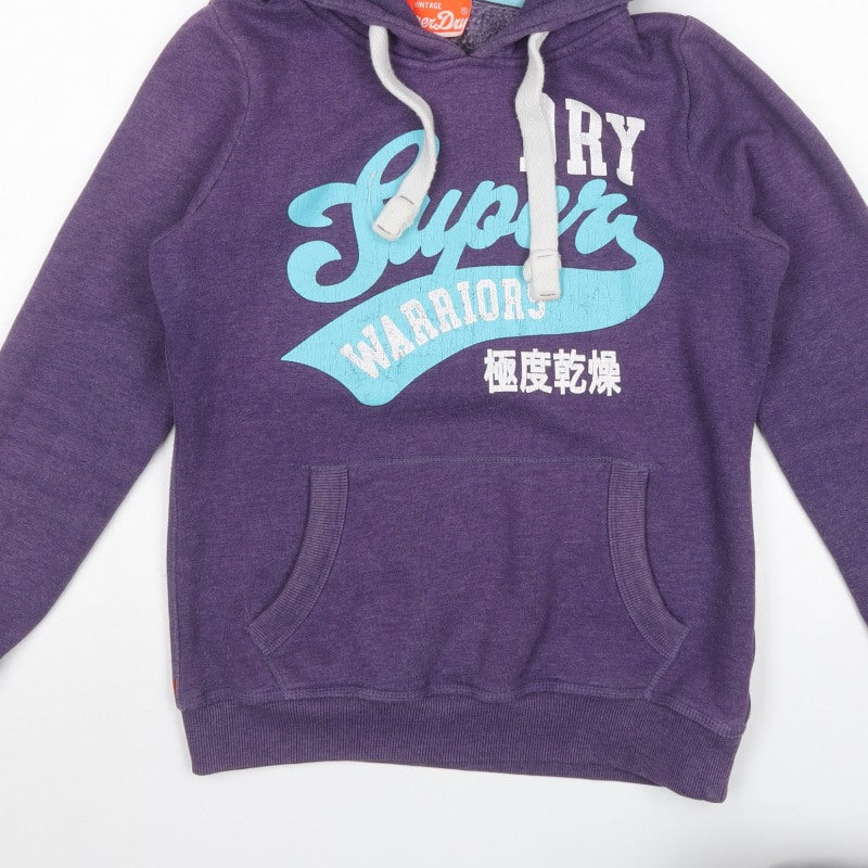 Superdry Men’s Purple L Pullover Hoodie Logo Graphic Pockets