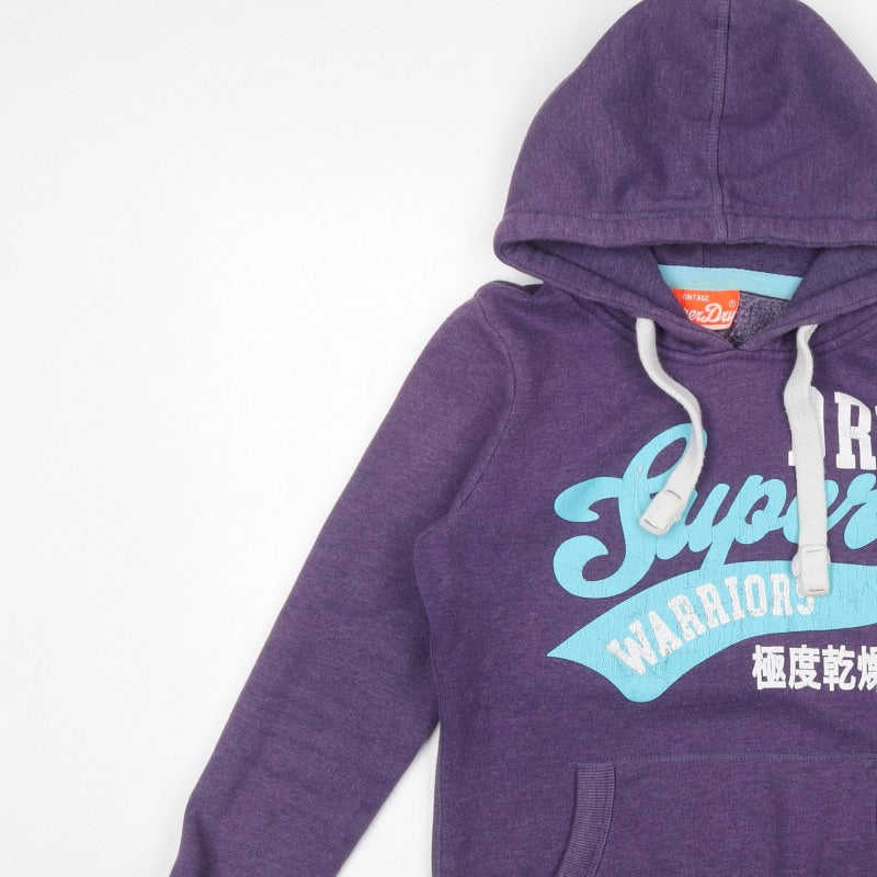 Superdry Men’s Purple L Pullover Hoodie Logo Graphic Pockets