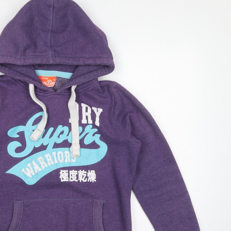 Superdry Men’s Purple L Pullover Hoodie Logo Graphic Pockets