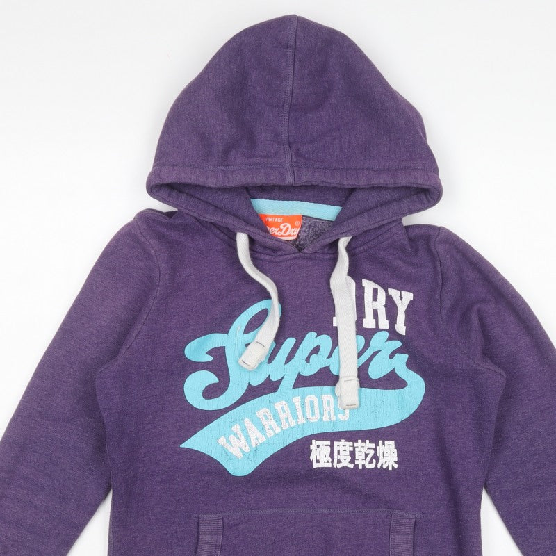 Superdry Men’s Purple L Pullover Hoodie Logo Graphic Pockets