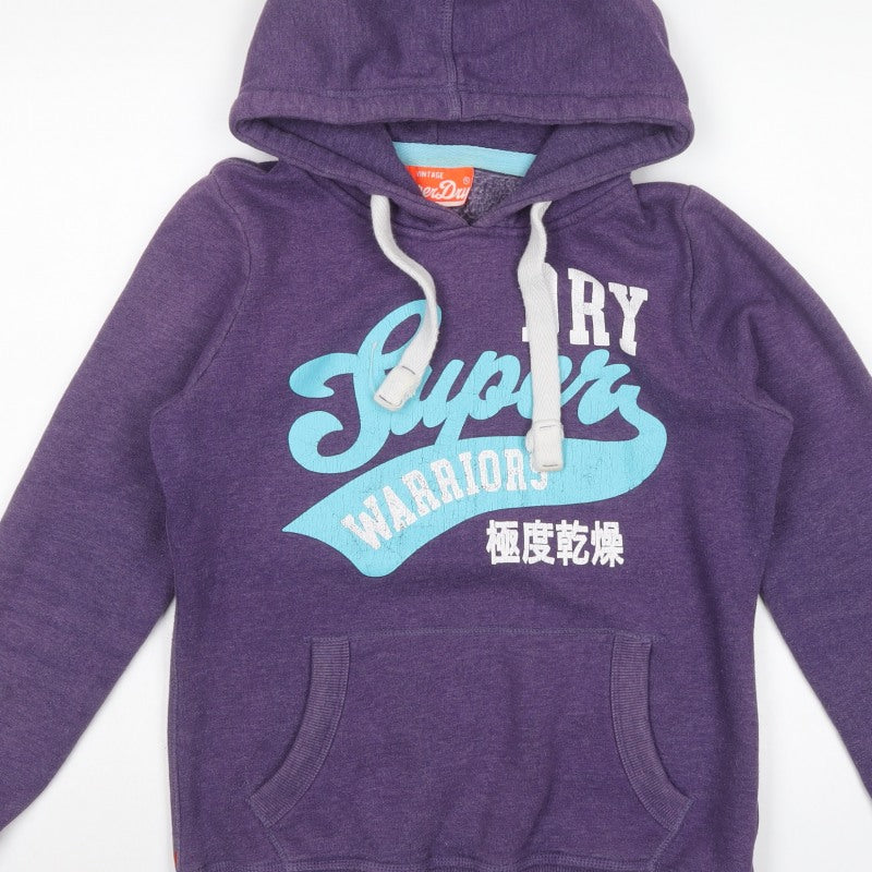Superdry Men’s Purple L Pullover Hoodie Logo Graphic Pockets