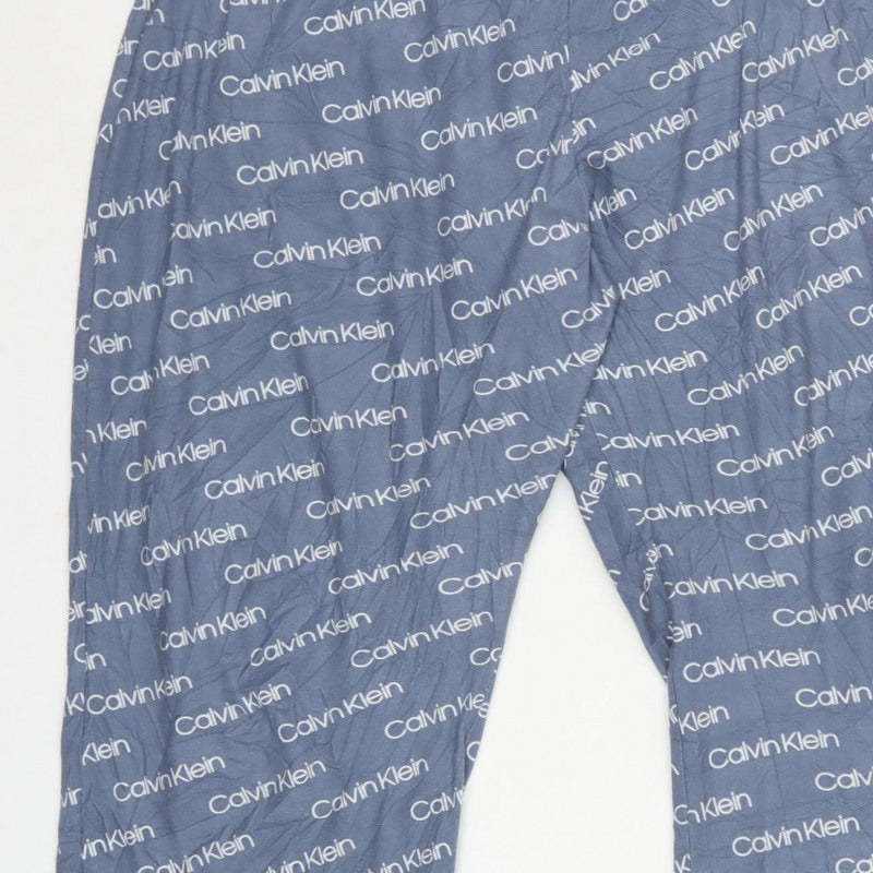 Calvin Klein Men's Blue XL Logo Print Drawstring Pyjama Pants