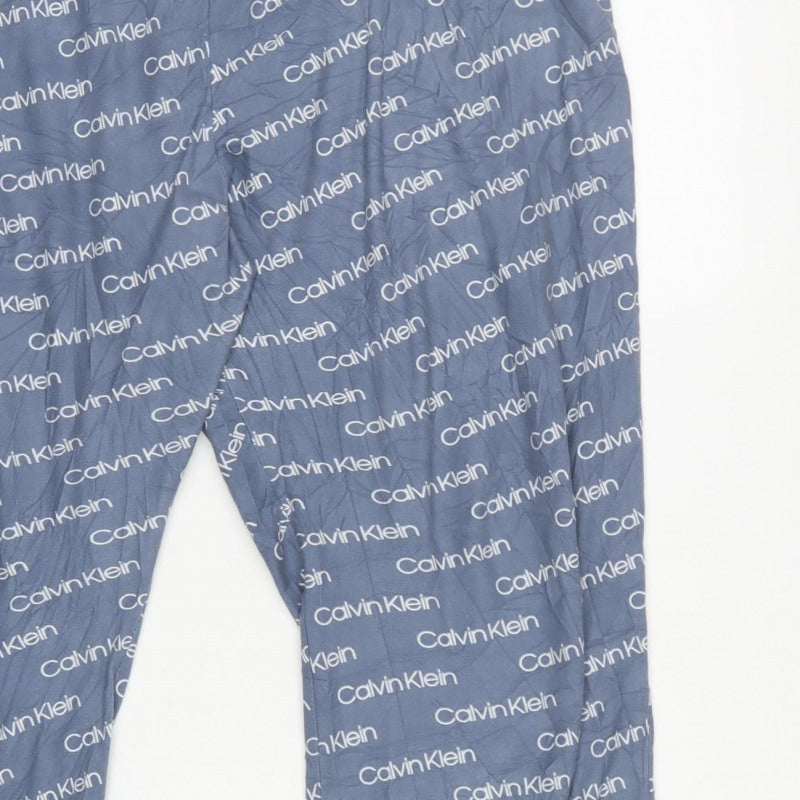 Calvin Klein Men's Blue XL Logo Print Drawstring Pyjama Pants