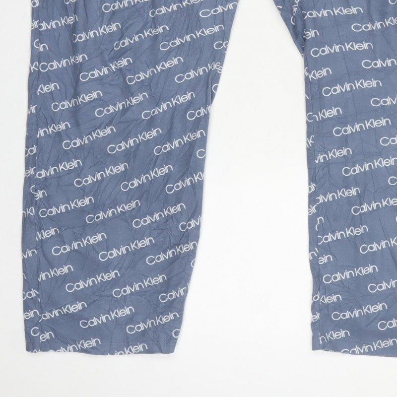 Calvin Klein Men's Blue XL Logo Print Drawstring Pyjama Pants