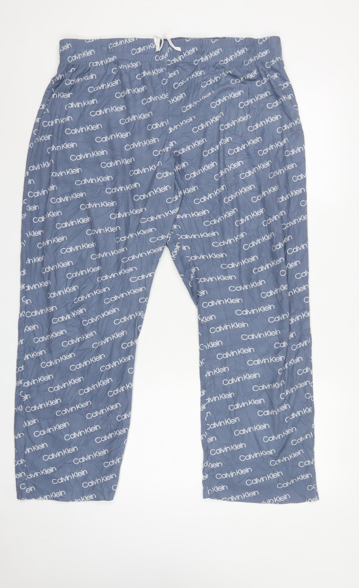 Calvin Klein Men's Blue XL Logo Print Drawstring Pyjama Pants