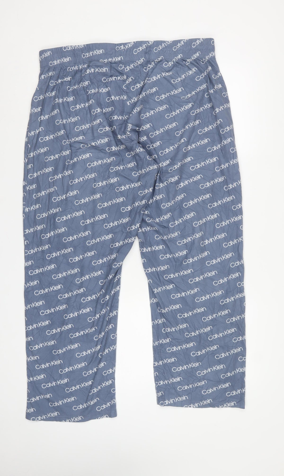 Calvin Klein Men's Blue XL Logo Print Drawstring Pyjama Pants