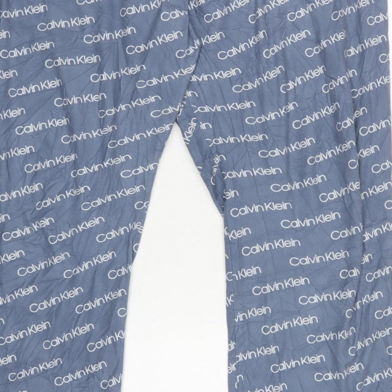 Calvin Klein Men's Blue XL Logo Print Drawstring Pyjama Pants