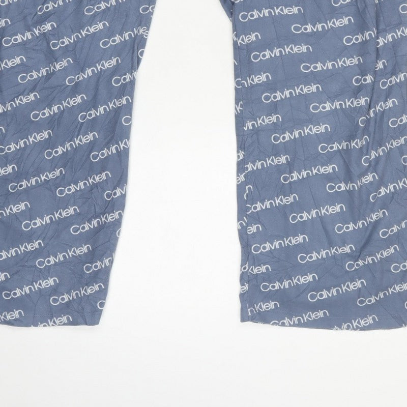 Calvin Klein Men's Blue XL Logo Print Drawstring Pyjama Pants
