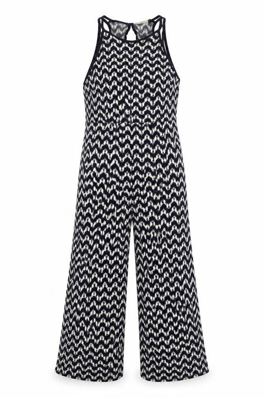 Adini Women’s Black White Chevron Wide-Leg Jumpsuit Size S