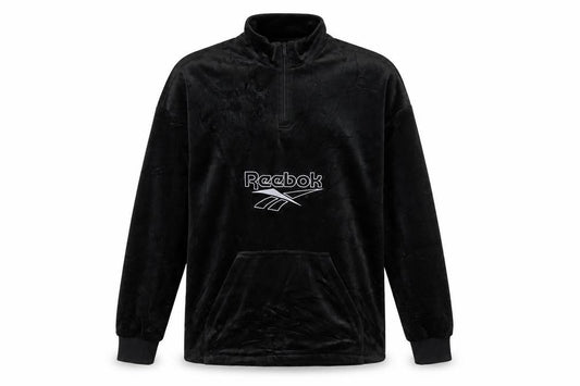 Reebok Mens Black M Velvet 1/4 Zip Logo Sweatshirt