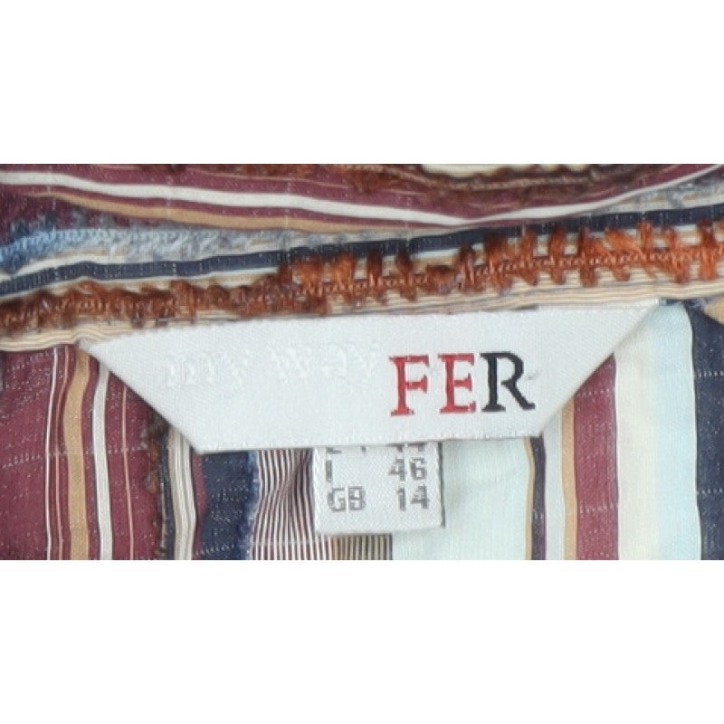 FER Women Multicoloured UK 14 Striped Button-Up Long Sleeve Shirt