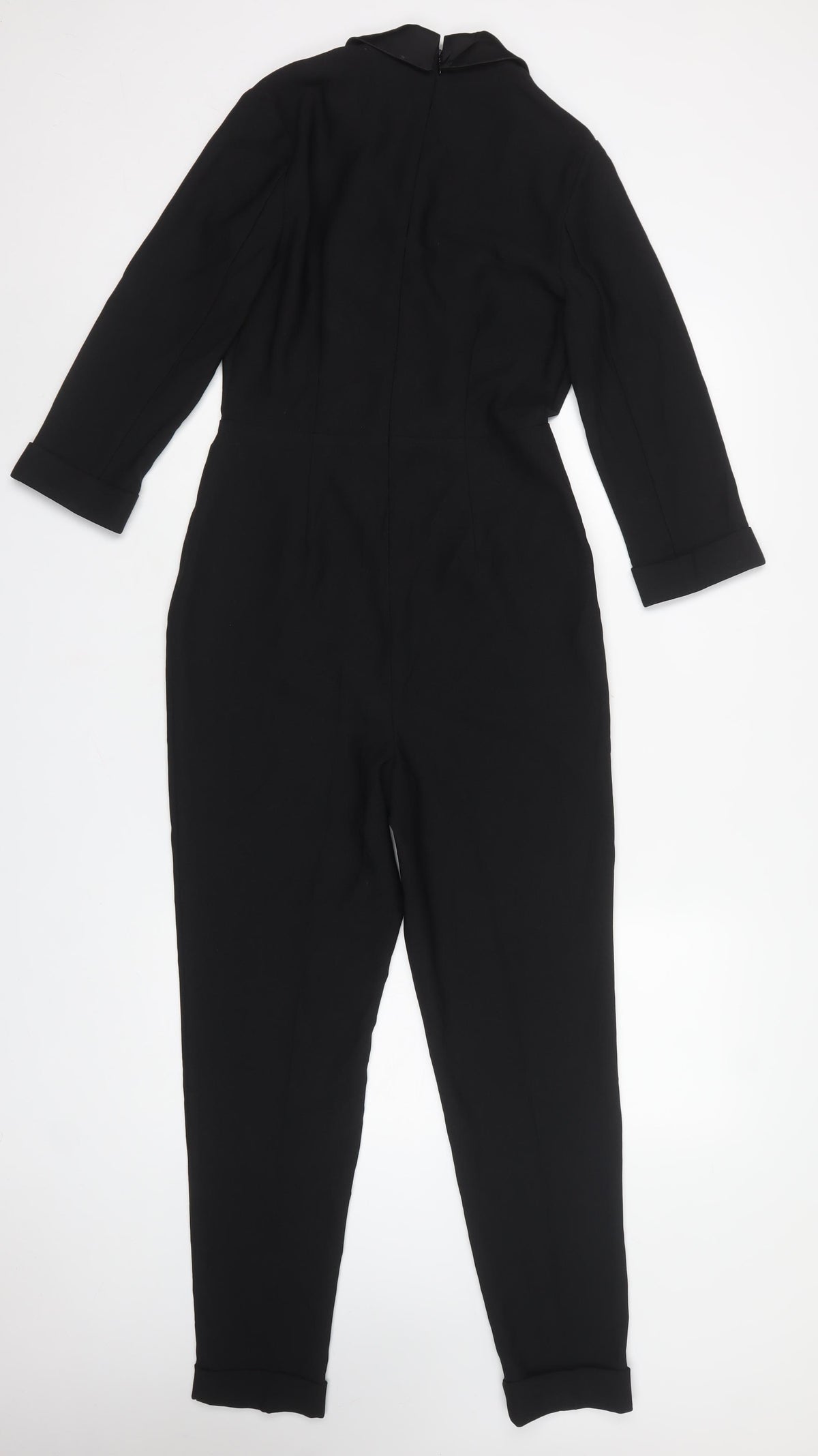 Primark Women Black UK 4 Double-Breasted Collared Tapered Jumpsuit
