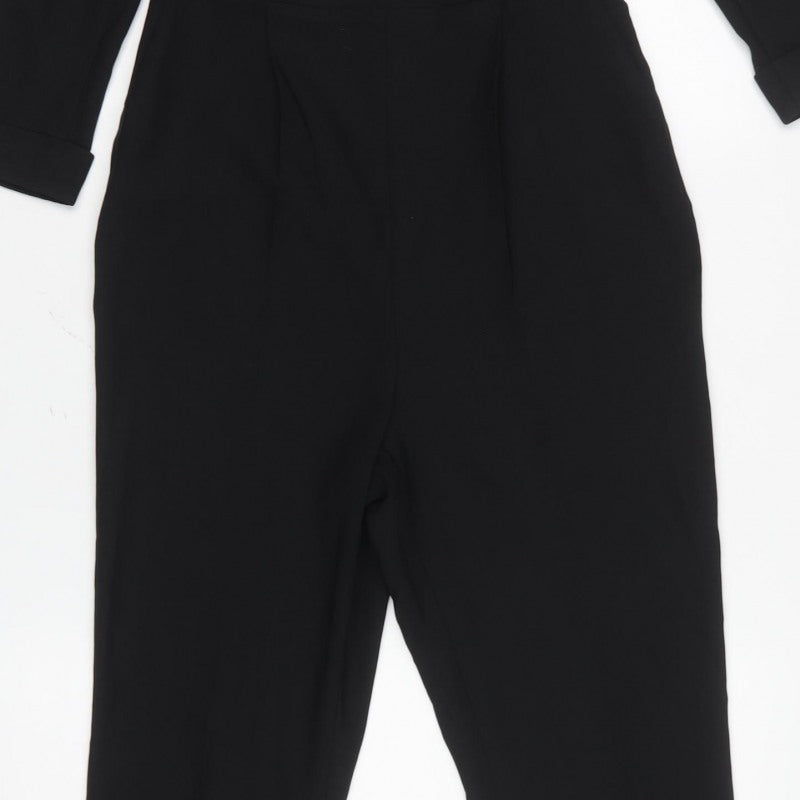 Primark Women Black UK 4 Double-Breasted Collared Tapered Jumpsuit