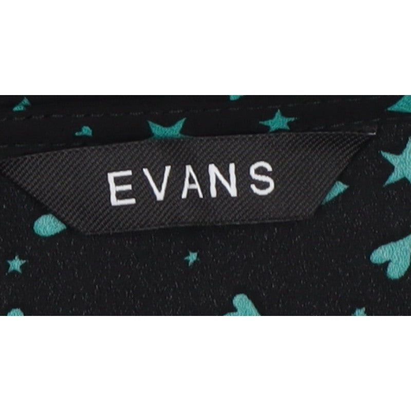 Evans Women Black Green Heart Star Wrap Blouse UK 14