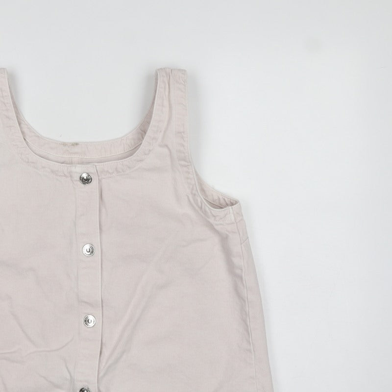 Marks and Spencer Women Pink UK 12 Basic Cotton Button Tank Top