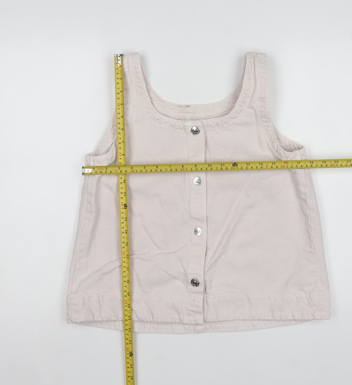 Marks and Spencer Women Pink UK 12 Basic Cotton Button Tank Top