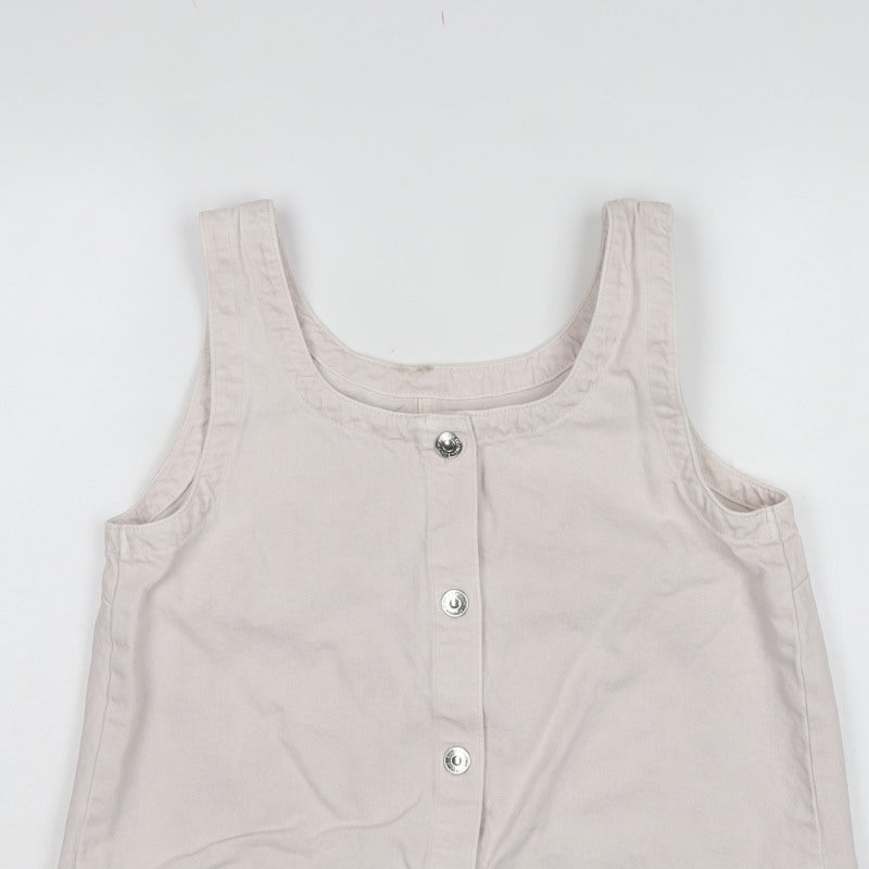 Marks and Spencer Women Pink UK 12 Basic Cotton Button Tank Top
