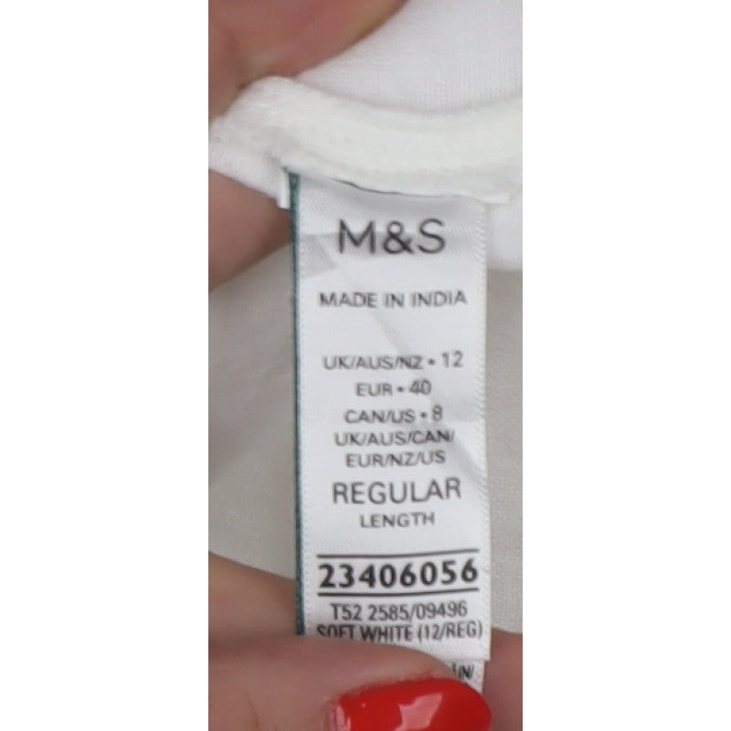 Marks & Spencer Women’s White Size 12 Linen Jogger Trousers