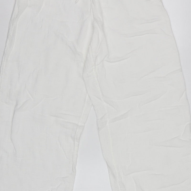 Marks & Spencer Women’s White Size 12 Linen Jogger Trousers
