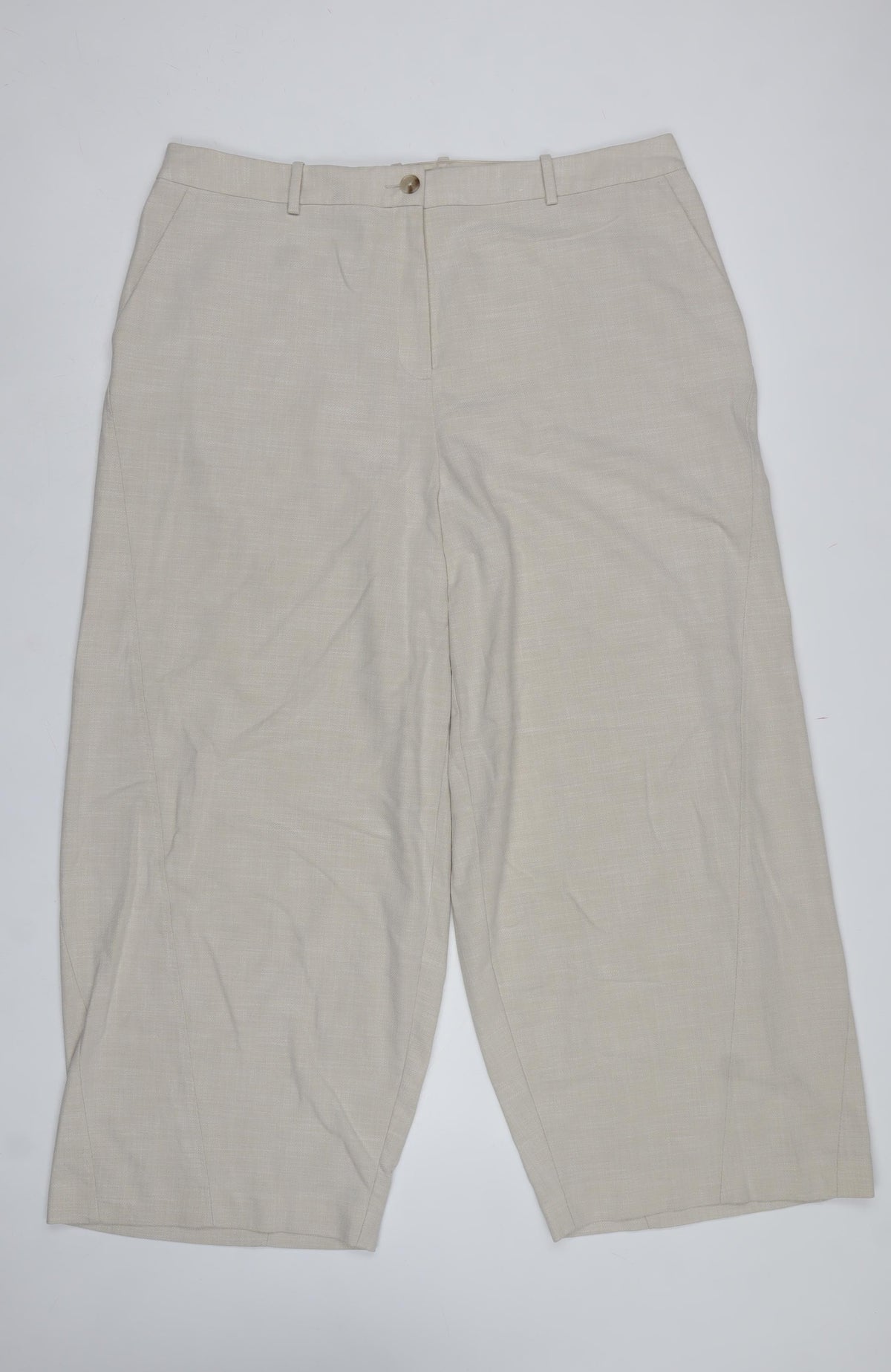 Marks and Spencer Women Beige Size 20 Regular Wide-Leg Trousers