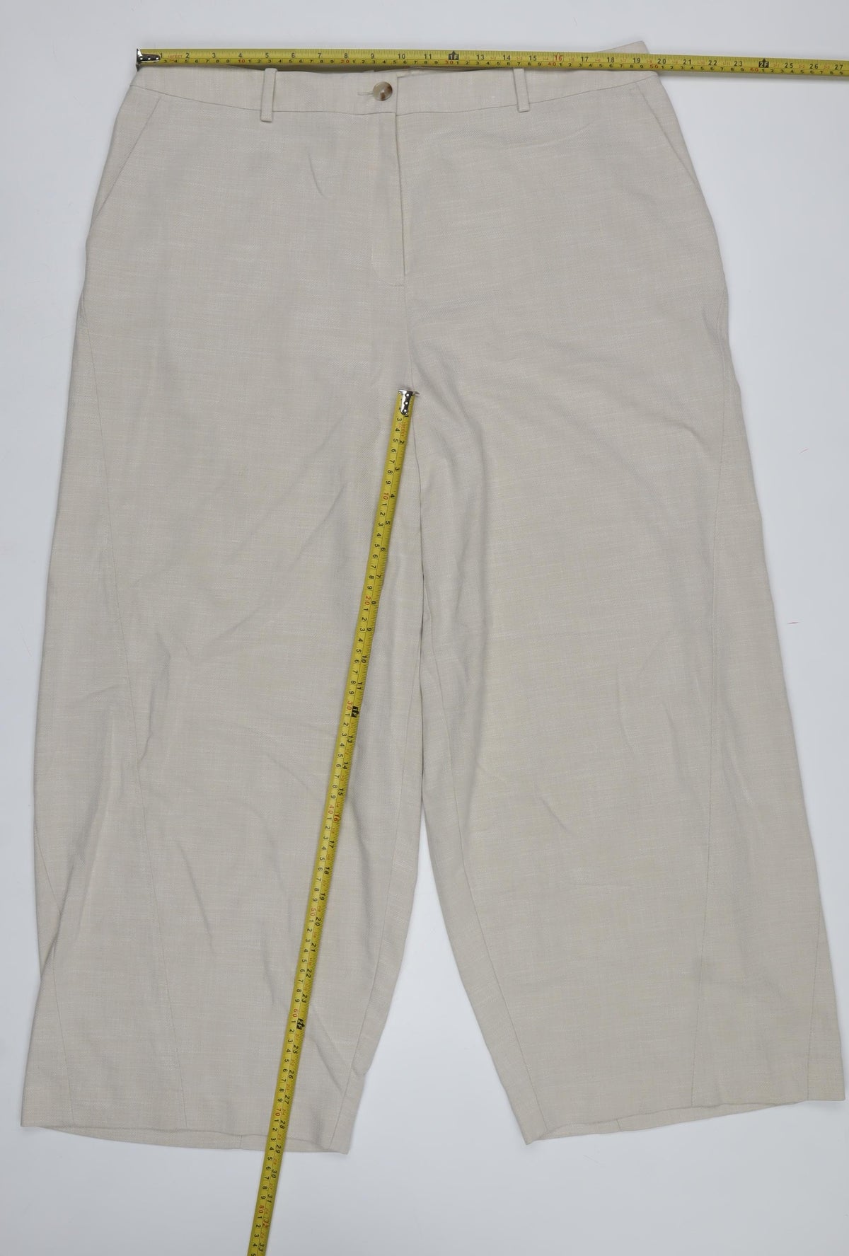 Marks and Spencer Women Beige Size 20 Regular Wide-Leg Trousers