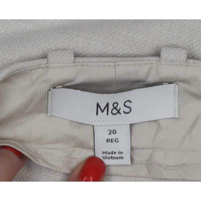 Marks and Spencer Women Beige Size 20 Regular Wide-Leg Trousers