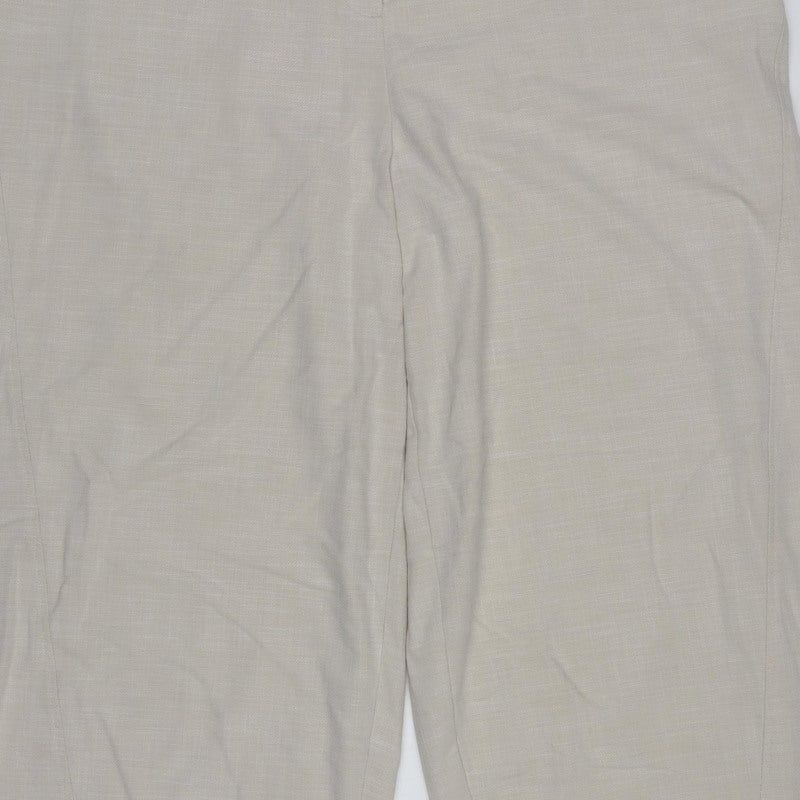 Marks and Spencer Women Beige Size 20 Regular Wide-Leg Trousers