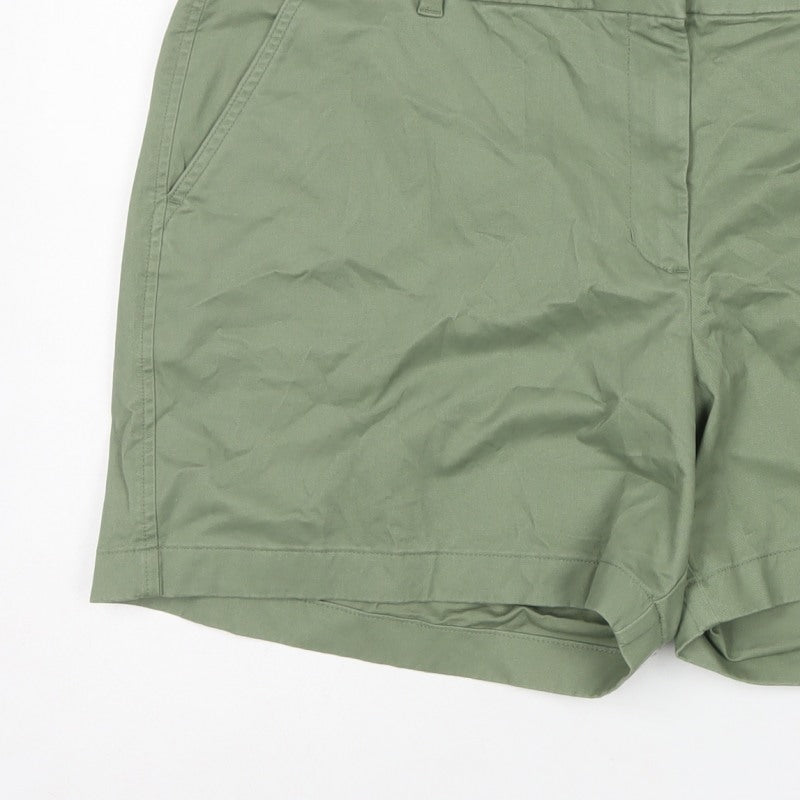 Marks & Spencer Women Green Size 22 Stretch Chino Shorts Pockets
