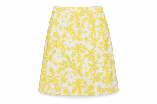Marks & Spencer Women’s Yellow Floral Embroidered A-Line Skirt UK 16 Long